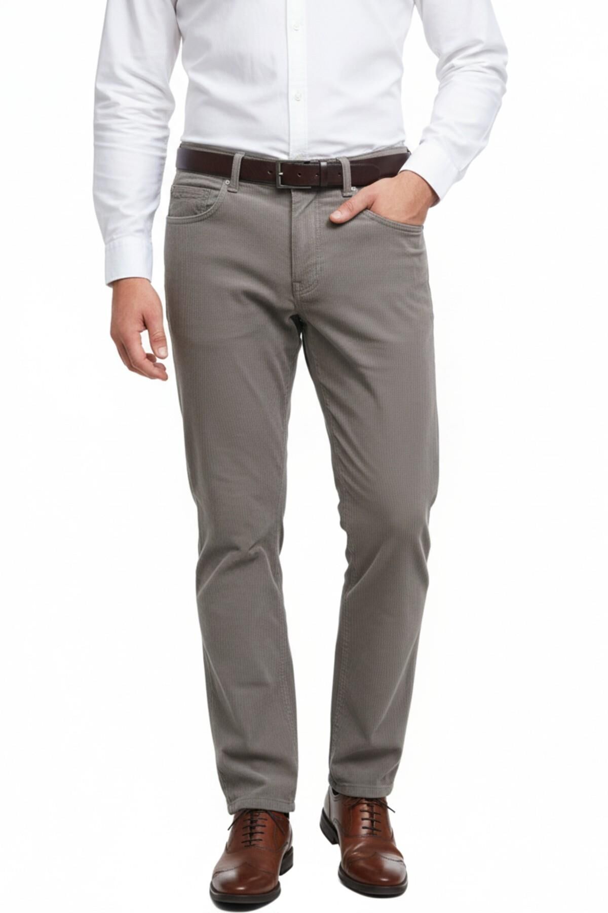 Erkek Regular Fit 5 Cep Kadife Pantolon 320 BGL-ST05054 TAŞ - 31/34