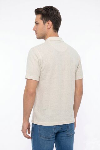 Erkek Polo Yaka Kısa Kollu Cepli Tişört Klasik Kalıp 5303 BGL-ST05535 BEJ - XL