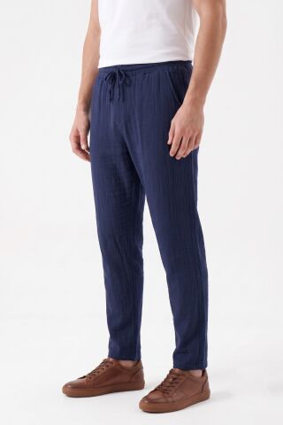 Erkek Baggy Kalıp Müslin Kumaş Pantolon BGL-ST05592 BEJ - M