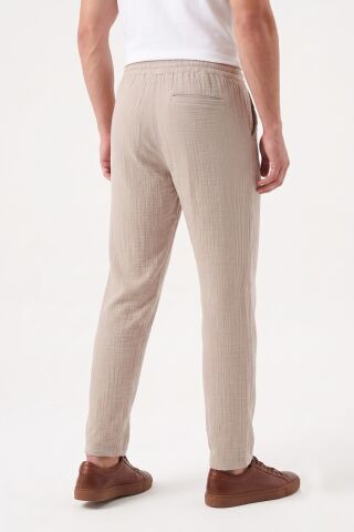Erkek Baggy Kalıp Müslin Kumaş Pantolon BGL-ST05592 BEJ - S