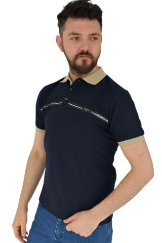 Erkek Polo Yaka Tişört Waffle 2369 BGL-ST02792 LACİVERT - XL