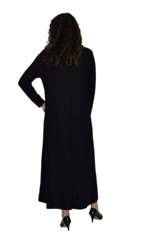Kadın Siyah Uzun Kol Likralı Viskon Elbise BGL-ST04677