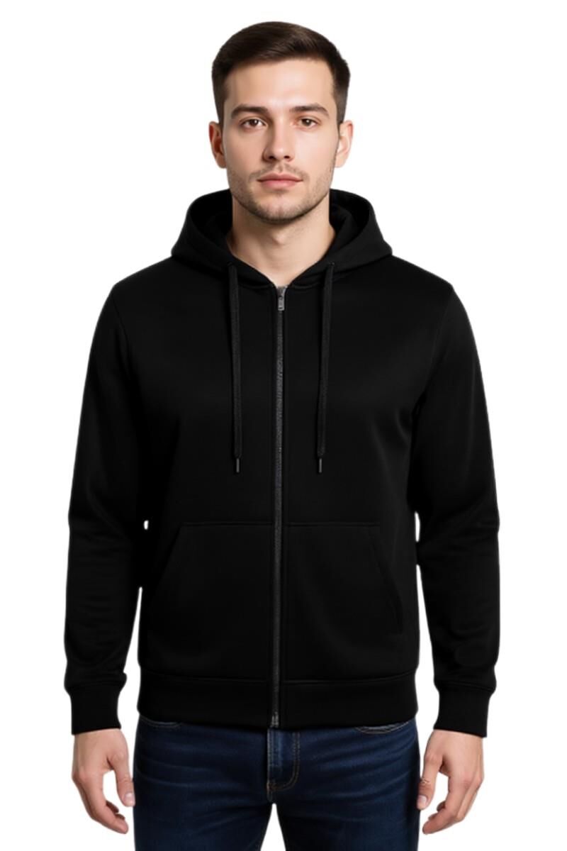 Erkek Kapüşonlu Fermuarlı Siyah Sweatshirt BGL-ST04790 SİYAH - S