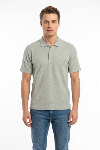 Erkek Polo Yaka Kısa Kollu Cepli Tişört Klasik Kalıp 5303 BGL-ST05535 YEŞİL - 2XL