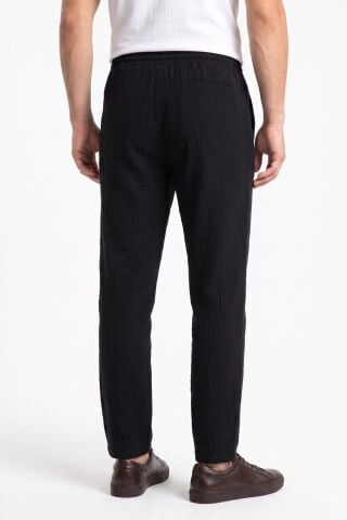 Erkek Baggy Kalıp Müslin Kumaş Pantolon BGL-ST05592 SİYAH - L
