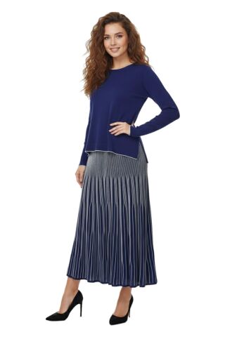 Kadın Merserize Kazak Etek Takım 140274 BGL-ST04078 A.LACİVERT - S/M