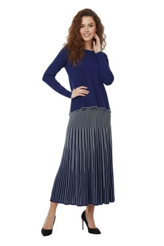 Kadın Merserize Kazak Etek Takım 140274 BGL-ST04078 A.LACİVERT - S/M