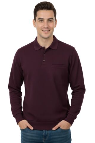 Erkek Büyük Beden Polo Yaka Cepli Selanik Sweatshirt BGL-ST04978