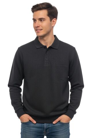 Erkek Büyük Beden Polo Yaka Cepli Selanik Sweatshirt BGL-ST04978