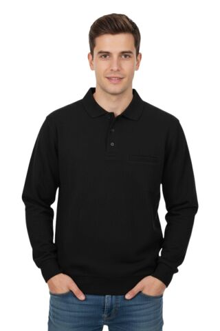 Erkek Büyük Beden Polo Yaka Cepli Selanik Sweatshirt BGL-ST04978
