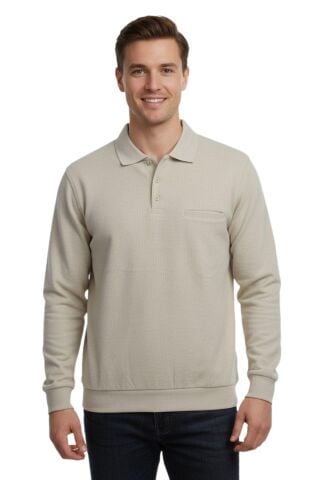 Erkek Büyük Beden Polo Yaka Cepli Selanik Sweatshirt BGL-ST04978