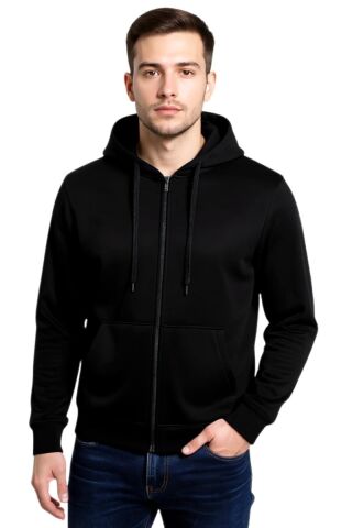 Erkek Kapüşonlu Fermuarlı Siyah Sweatshirt BGL-ST04790 SİYAH - 2XL