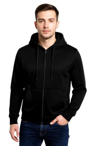 Erkek Kapüşonlu Fermuarlı Siyah Sweatshirt BGL-ST04790 SİYAH - 2XL