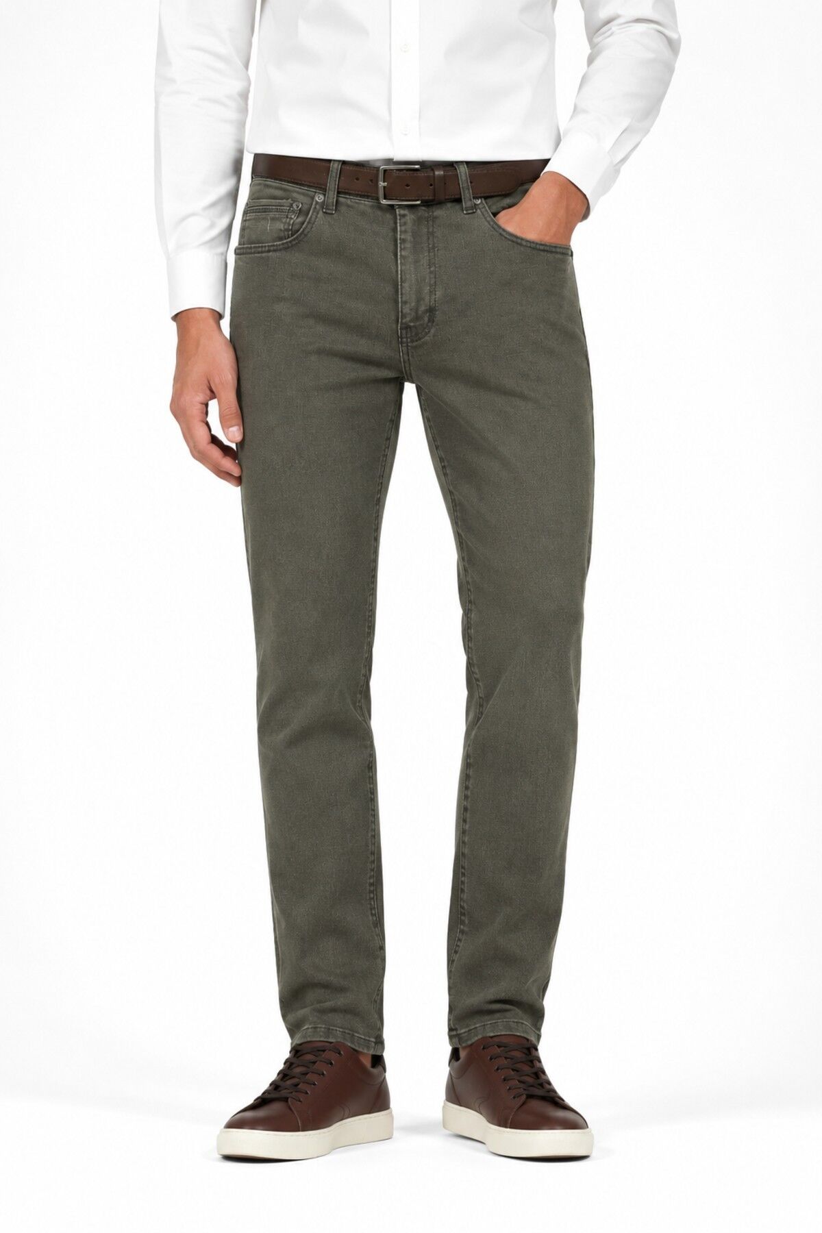 Erkek Regular Fit Jeans Pantolon 320 BGL-ST05452 HAKİ - 40
