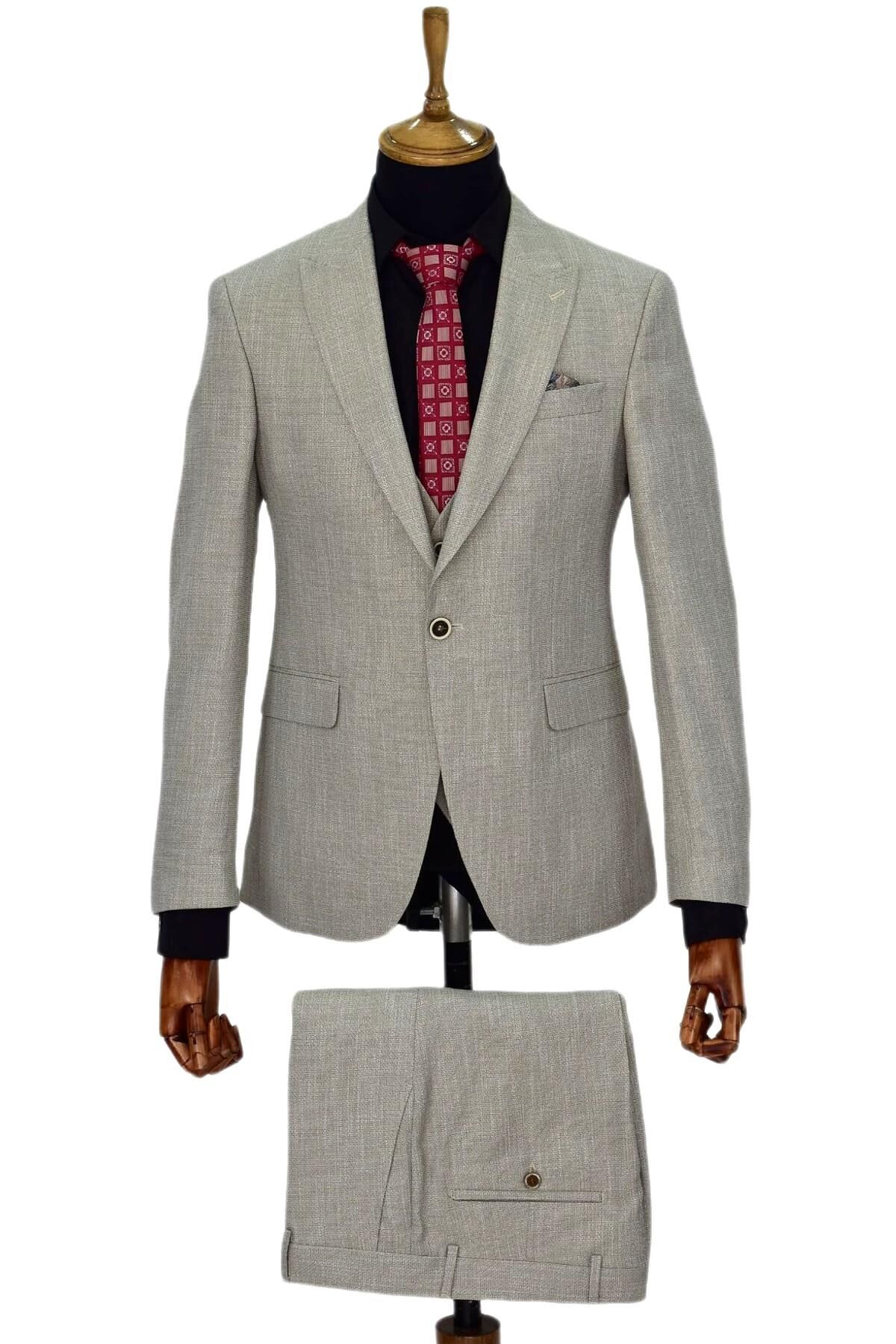 Erkek Bej Rengi Regular Fit Takım Elbise BGL-ST03823 BEJ - 52