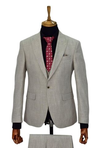 Erkek Bej Rengi Regular Fit Takım Elbise BGL-ST03823 BEJ - 52