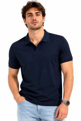 Erkek Polo Yaka Kısa Kollu Tişört Regular Kalıp T6103 BGL-ST05548 LACİVERT - XL