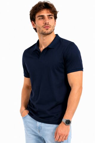 Erkek Polo Yaka Kısa Kollu Tişört Regular Kalıp T6103 BGL-ST05548 LACİVERT - XL