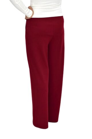 Kadın Pileli Beli Lastikli Bol Pantolon BGL-ST04252 BORDO - 40