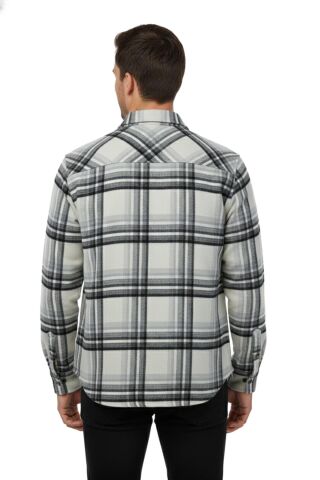 Erkek Kışlık Çift Cep Kapaklı Oduncu Gömlek BGL-ST04869 GRİ - XL