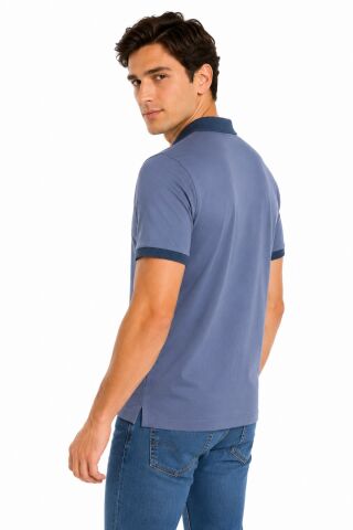 Erkek Polo Yaka Kısa Kollu Tişört Regular Kalıp T6103 BGL-ST05548 MAVİ - S