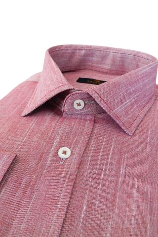 Erkek Gömlek Uzun Kol Silim Fit Keten BGL-ST01456 BORDO - S
