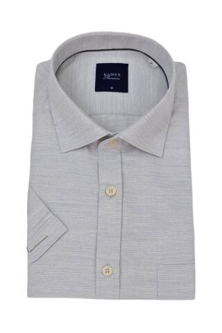 Erkek Klasik Kısa Kol Gömlek  9530 BGL-ST04747 BEJ - XL