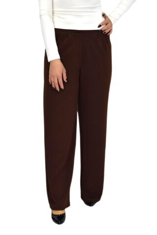 Kadın Pileli Beli Lastikli Bol Pantolon BGL-ST04252 KAHVE - 40