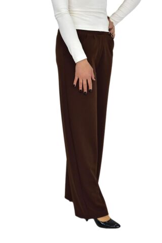 Kadın Pileli Beli Lastikli Bol Pantolon BGL-ST04252 KAHVE - 40