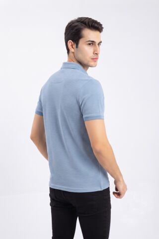 Erkek Büyük Beden Polo Yaka Pamuklu Cepli Tişört 2621 BGL-ST05608 MAVİ - 5XL