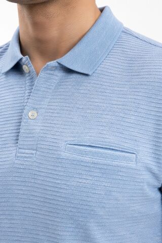 Erkek Büyük Beden Polo Yaka Pamuklu Cepli Tişört 2621 BGL-ST05608 MAVİ - 5XL