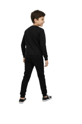 Erkek Çocuk Önü Arkası Baskılı Sweatshirt BGL-ST05242 SİYAH - 11 YAŞ