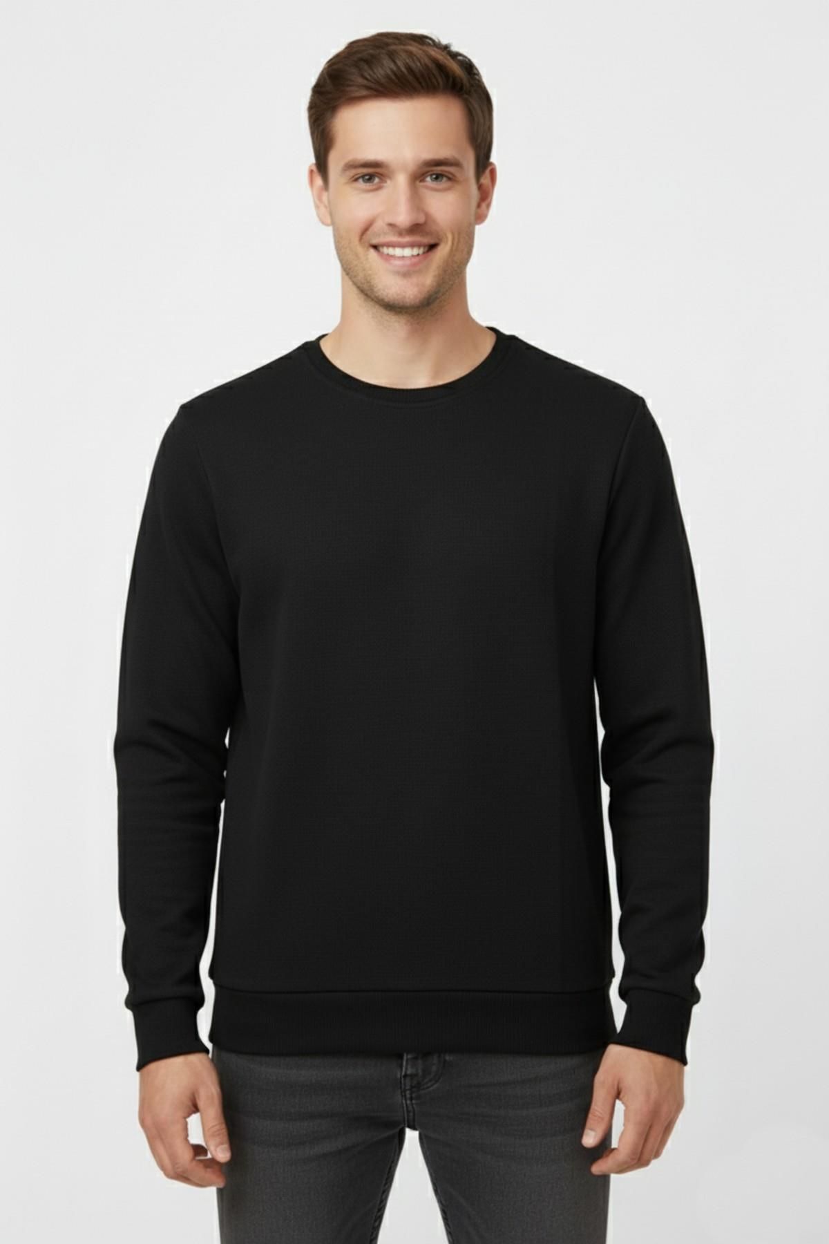 Erkek Sıfır Yaka Kazak Petek Örgü Klasik Kalıp 6635 BGL-ST04929