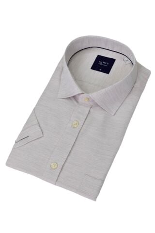 Erkek Klasik Kısa Kol Gömlek  9530 BGL-ST04747 BEJ - XL