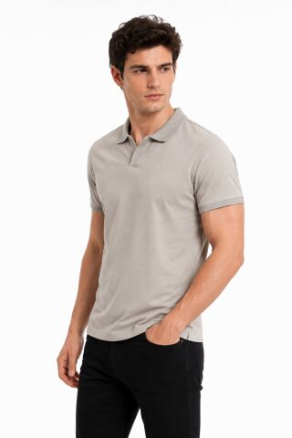 Erkek Polo Yaka Kısa Kollu Tişört Regular Kalıp T6103 BGL-ST05548 TAŞ - M