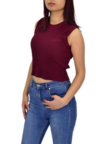Kadın Askılı Fitilli Crop BGL-ST04298 SİYAH - S