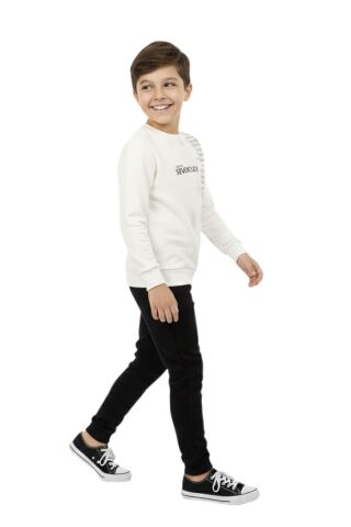 Erkek Çocuk Önü Baskılı Sweatshirt BGL-ST05245 EKRU - 7 YAŞ