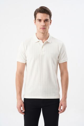 Erkek Polo Yaka Kısa Kollu Tişört Regular Kalıp 2620 BGL-ST05607 BEYAZ - XL