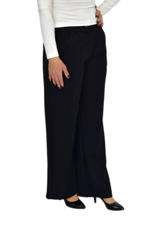 Kadın Pileli Beli Lastikli Bol Pantolon BGL-ST04252 SİYAH - 40
