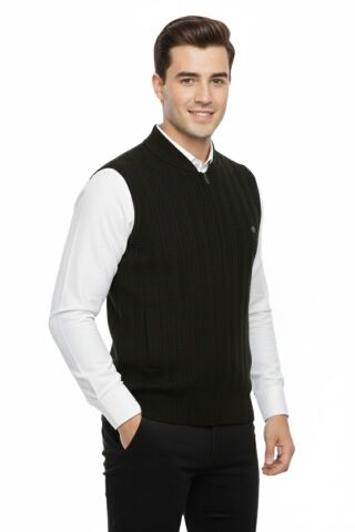 Erkek Fermuarlı Yelek Cepli Çelik Örgü Klasik Kalıp 5209J BGL-ST05021