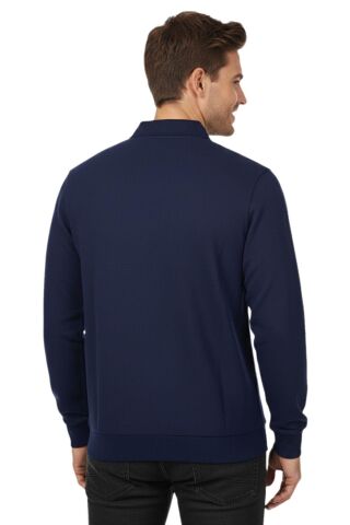Erkek Büyük Beden Polo Yaka Cepli Selanik Sweatshirt BGL-ST04978 LACİVERT - 5XL