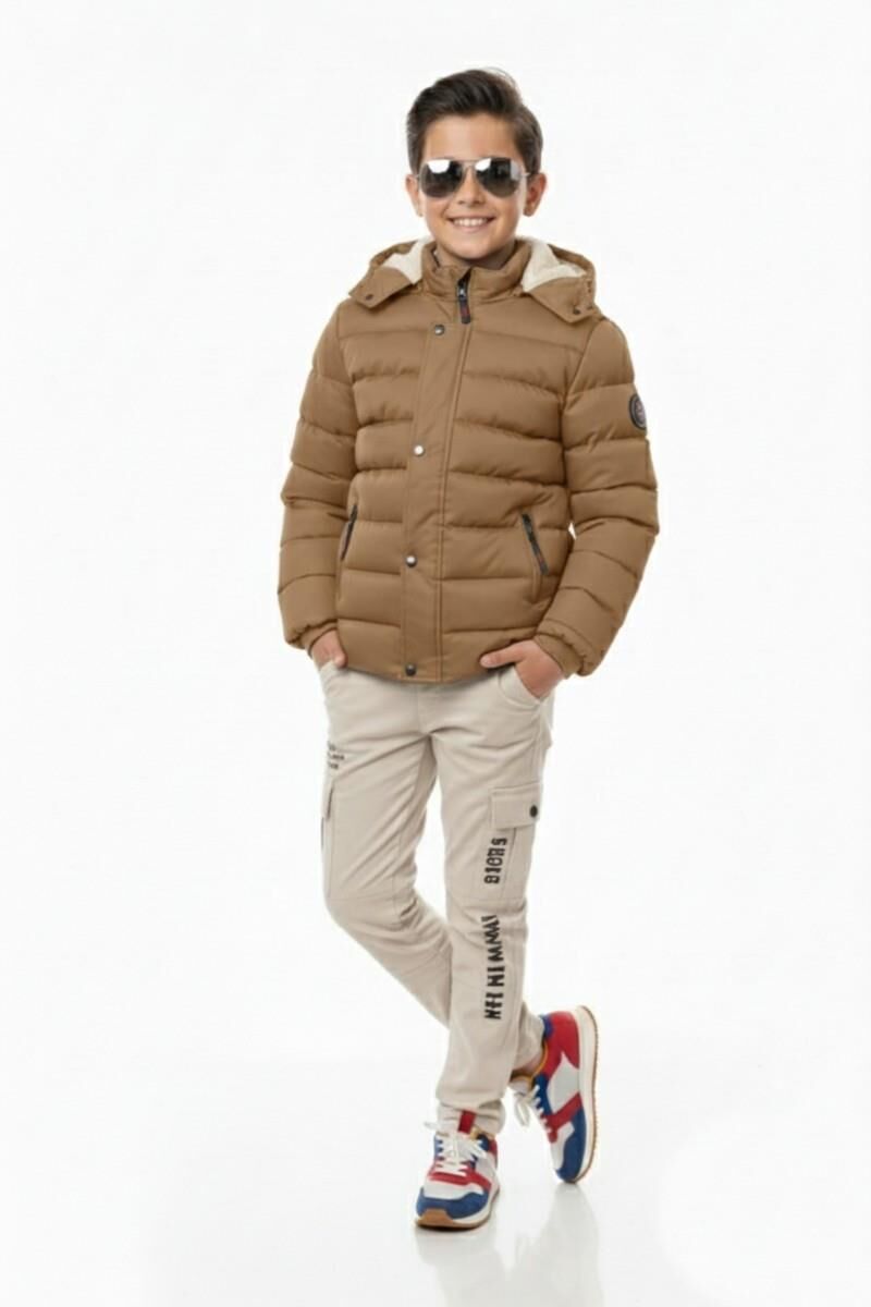 Erkek Çocuk Kapüşonlu Mont BGL-ST04885 CAMEL - 11 YAŞ