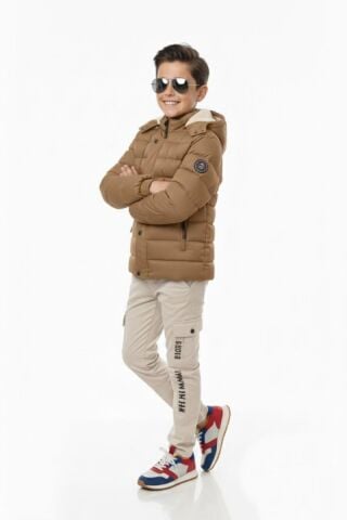 Erkek Çocuk Kapüşonlu Mont BGL-ST04885 CAMEL - 11 YAŞ