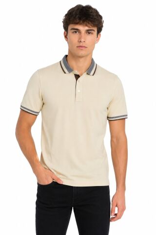 Erkek Polo Yaka Kısa Kollu Tişört Regular Kalıp T6096 BGL-ST05549 EKRU - XL