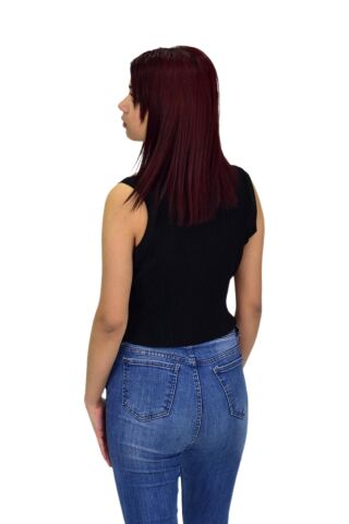 Kadın Askılı Fitilli Crop BGL-ST04298 SİYAH - S