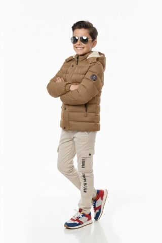 Erkek Çocuk Kapüşonlu Mont BGL-ST04885 CAMEL - 13 YAŞ