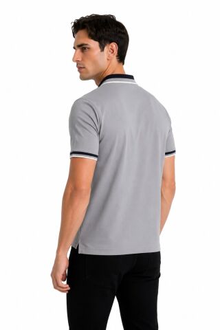 Erkek Polo Yaka Kısa Kollu Tişört Regular Kalıp T6096 BGL-ST05549 GRİ - M