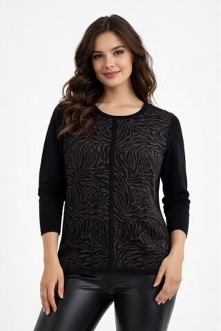 Kadın Zebra Desen Triko Kazak BGL-ST05286