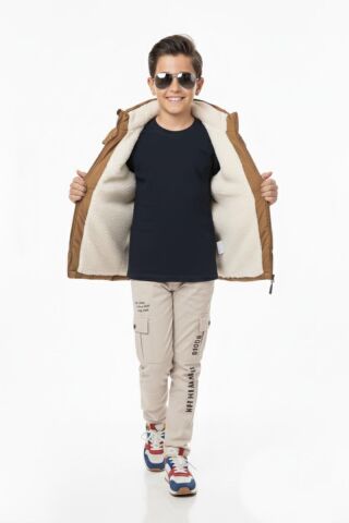 Erkek Çocuk Kapüşonlu Mont BGL-ST04885 CAMEL - 9 YAŞ