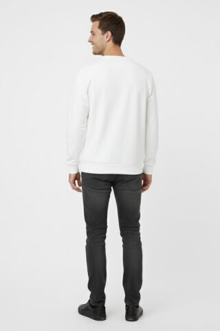 Erkek Sıfır Yaka Kazak Petek Örgü Klasik Kalıp 6635 BGL-ST04929 BEYAZ - 2XL